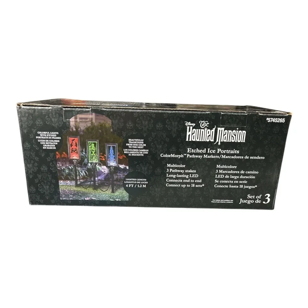 Disney Gemmy Haunted Mansion 3-Count LED Etched Portraits Pathway Marker Lights